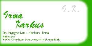 irma karkus business card